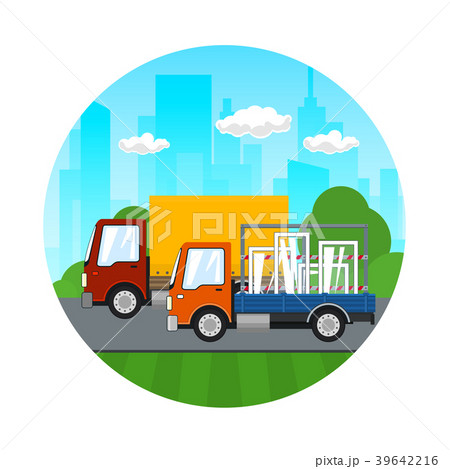 Icon of Small Trucks Drive on the Road Icon of Small Trucks Drive on the Road 39642216