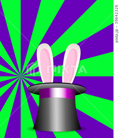 Rabbit ears in magic  hat on sunburst pattern  39642326