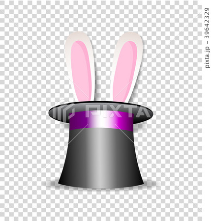 rabbit ears appear from magician hat isolated 39642329
