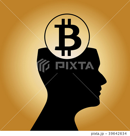 Human head silhouette  with sign of bitcoin inside 39642634
