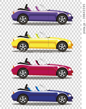 Set of modern cartoon colored cabriolet cars Set of modern cartoon colored cabriolet cars 39643595