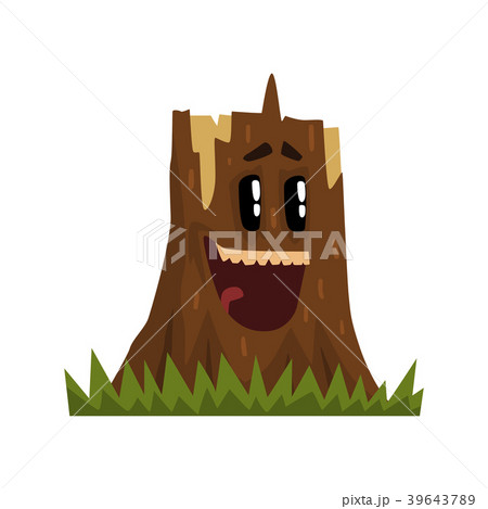 Cute laughing tree stump character with funny face 39643789