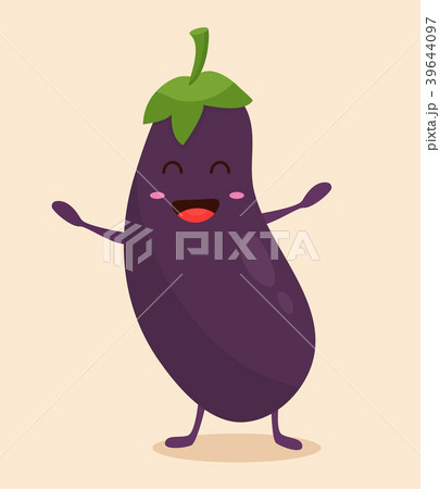 Bright poster with cute cartoon eggplant 39644097