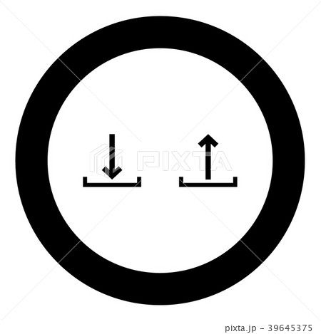 Sign upload and download black icon in circle 39645375