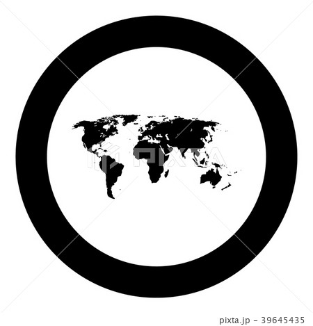 World map black icon in circle 39645435