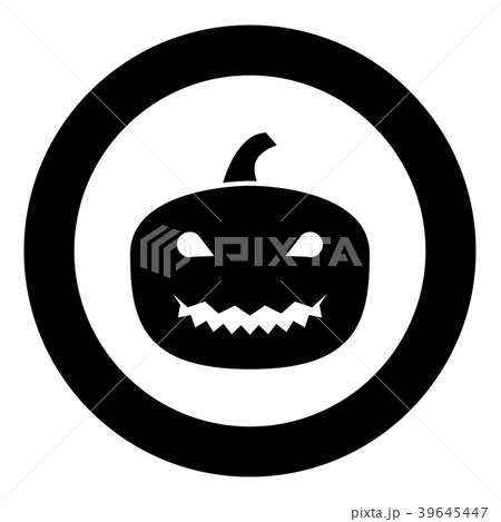 Horror pumpkin black icon in circle Horror pumpkin black icon in circle 39645447