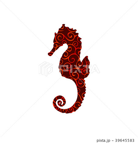 Seahorse aquatic spiral pattern color silhouette 39645583