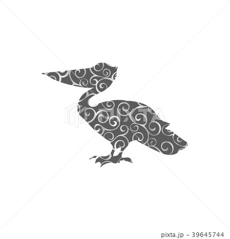 Pelican bird spiral pattern color silhouette 39645744