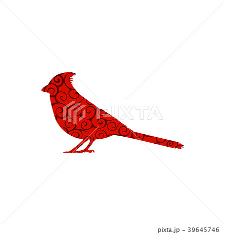 Cardinal bird spiral pattern color silhouette 39645746