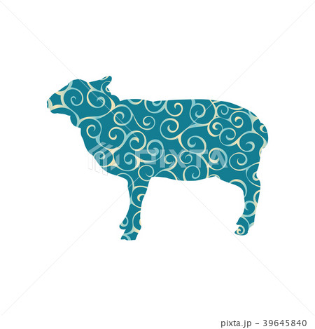 Sheep farm mammal spiral pattern color silhouette 39645840