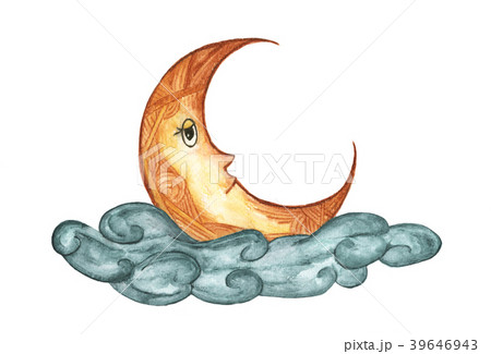 The moon in the cloud isolated on white background 39646943