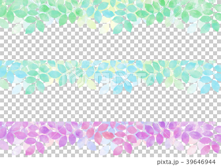 Watercolor leaf frame, variations, young leaves, green leaves, fresh green 39646944