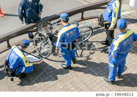 交通事故現場検証の写真素材