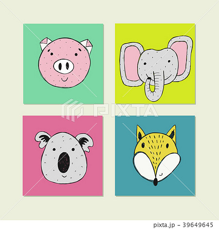 Vector poster with hand drawn funny animal face. Vector poster with hand drawn funny animal face. 39649645