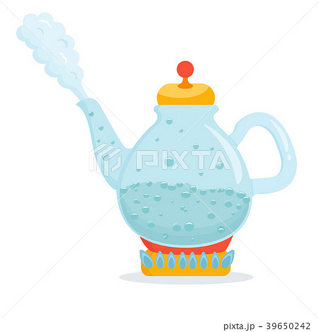 Bright kettle with boiling water. Cartoon vector - Stock Illustration  [39650242] - PIXTA