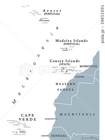 Macaronesia map, Canaries, Cape Verde, Madeira 39652091