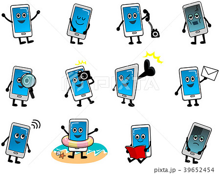 スマホくん 12個のイラスト素材