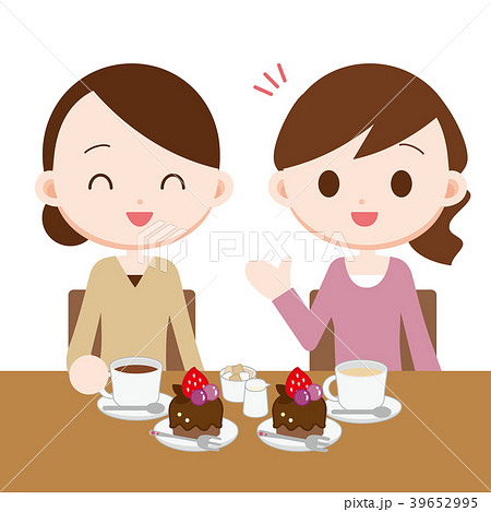 ママ友とケーキでお茶会のイラスト素材 39652995 Pixta