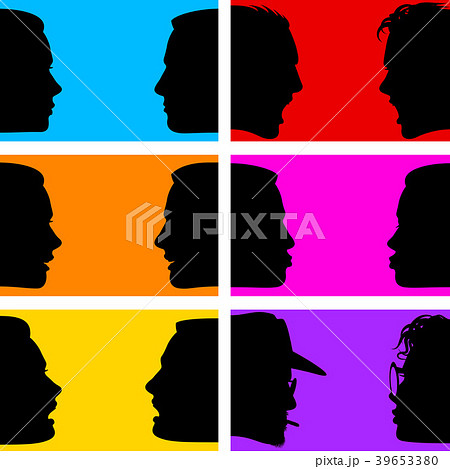 Set of stickers and banners faces of people with emotions 39653380
