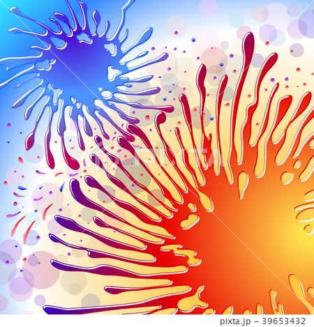 Splashes of liquid water paints of cold and warm color; Spray interact in the gearing; Vector illustration; Eps8 Splashes of liquid water paints of cold and warm color; Spray interact in the gearing; Vector illustration; Eps8 39653432