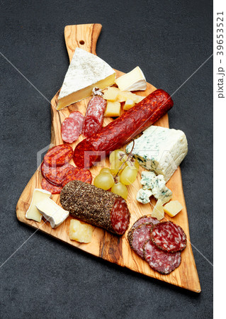 Cold meat cheese plate with salami sausage and 39653521