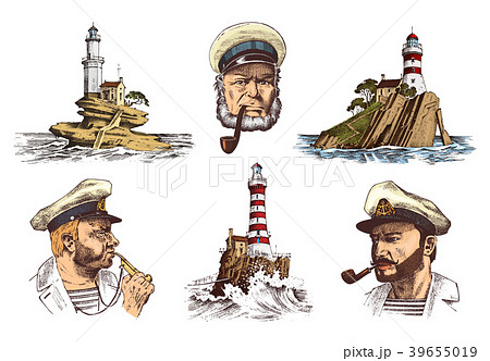 Portrait of a sea captain. Marine old sailor and 39655019