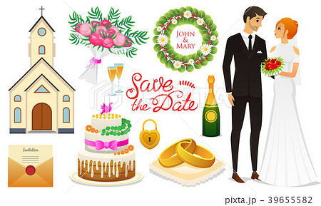 Bride And Groom. Wedding ceremony Set. Newlyweds 39655582