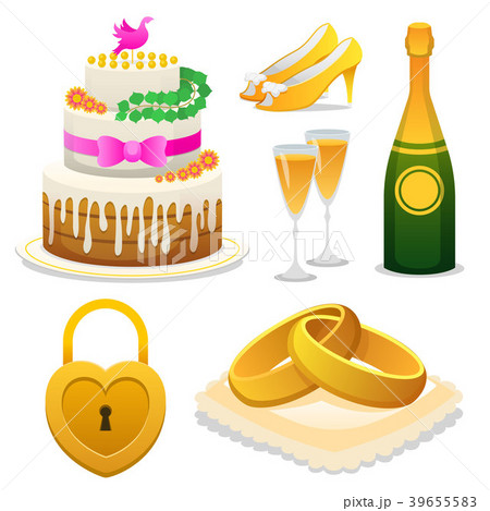Elements for Wedding ceremony Set. Newlyweds icons 39655583