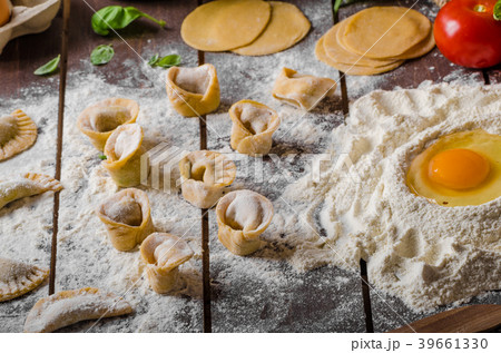 Preparing homemade tortellini 39661330