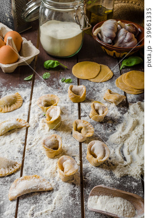 Preparing homemade tortellini 39661335