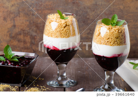 Inverted cheesecake dessert in glass Inverted cheesecake dessert in glass 39661640