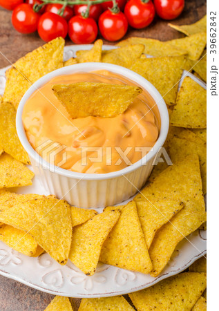 Tortilla chips with two dips 39662842