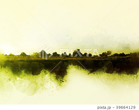 tree and landscape tree on watercolor painting 39664129