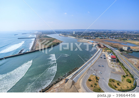 東京オリンピックサーフィン会場の町千葉県一宮町と長生村の海岸付近を空撮 39664456