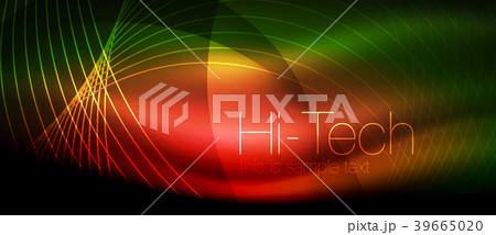 Glossy light effect neon glowing waves, shiny Glossy light effect neon glowing waves, shiny 39665020