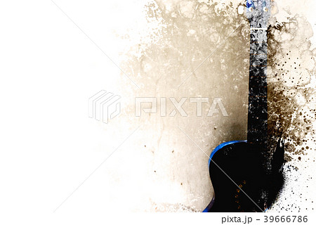 Colorful Guitar on Watercolor painting background 39666786