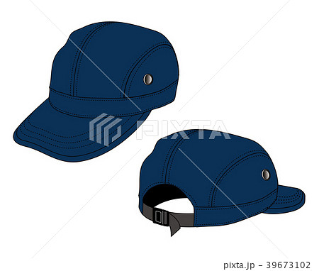 帽子 キャップ ベースボールキャップ イラスト 青 ネイビーのイラスト素材