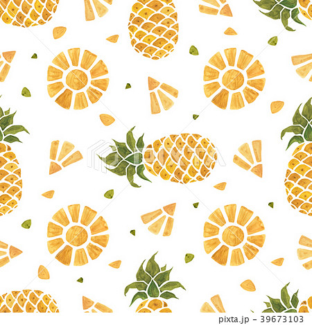 Pineapple Background Watercolor Seamless Pattern のイラスト素材