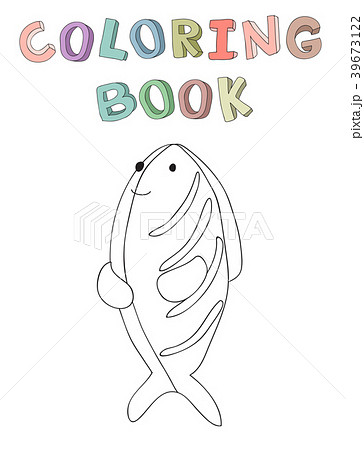 Cute cartoon fish character, contour vector 39673122
