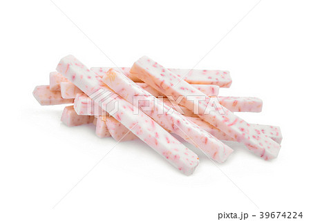 stick and cube of taro root isolated on white  39674224