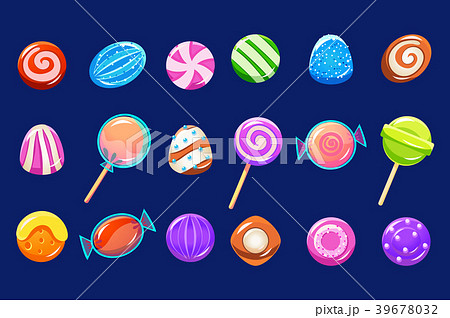 Candies sett, glossy sweets of different colors 39678032