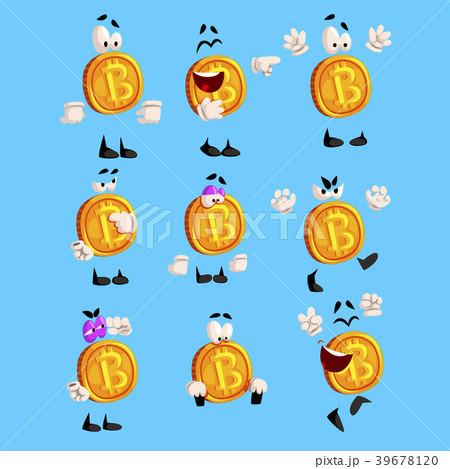 Bitcoin character sett, crypto currency emoji with 39678120