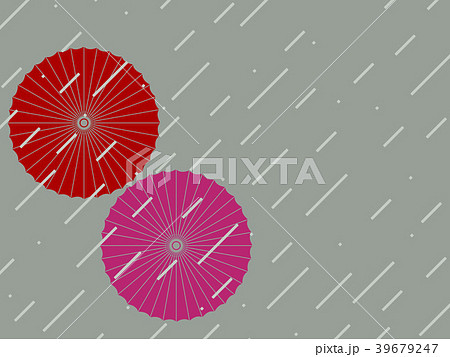 雨と和傘のイラスト素材 39679247 Pixta