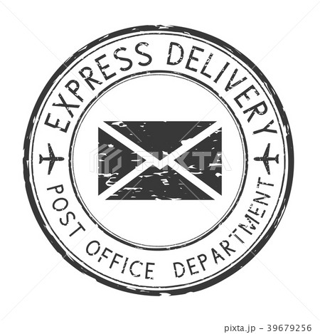 Express delivery black round postmark. Scratched 39679256
