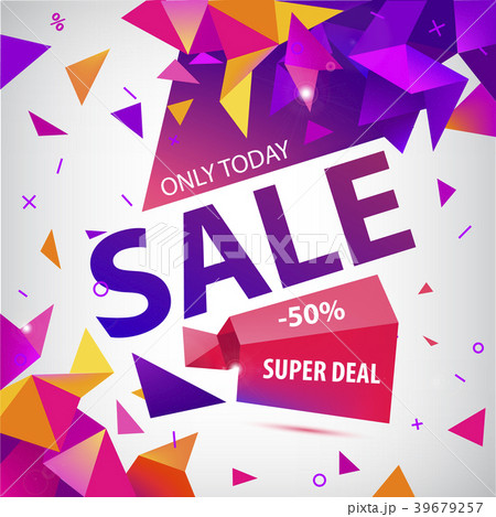 Vector sale faceted 3d banner, poster. 39679257
