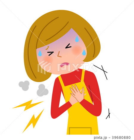 エプロンの女性　胸　痛み 39680880