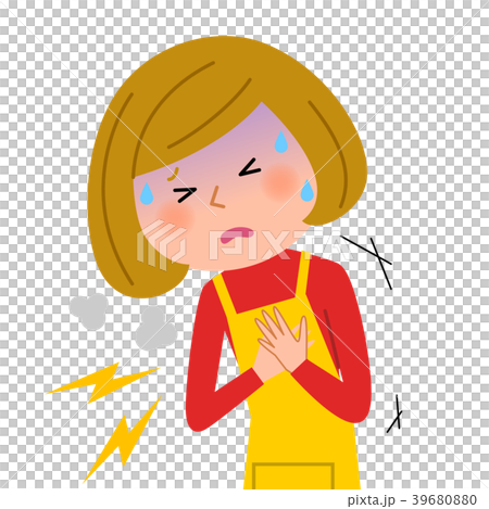 エプロンの女性　胸　痛み 39680880