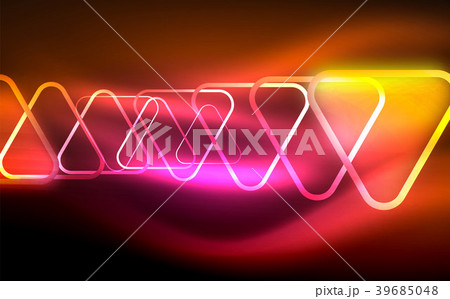 Glowing vector triangle geometric shapes in dark 39685048