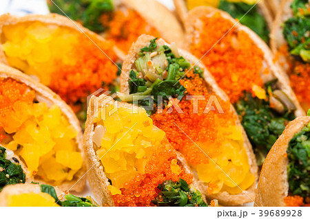 Sushi and gimbap on a plate isolated Sushi and gimbap on a plate isolated 39689928