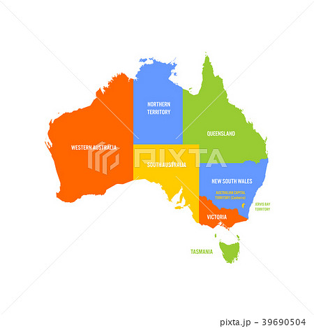 Simplified Map Of Australia Divided Into Statesのイラスト素材